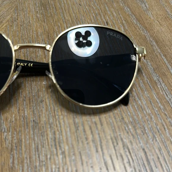 Prada Gold and Black Round Sunglasses - Picture 2 of 7